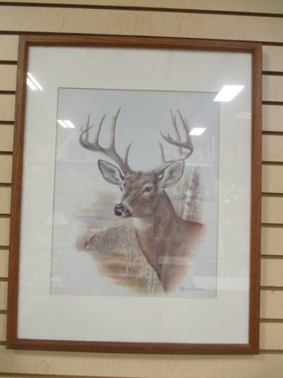 Framed and Matted Deer Print by Ruane Manning