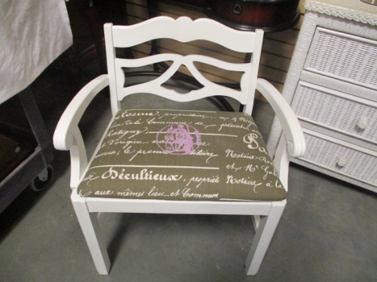 Wood Painted White Vanity Chair with Covered Seat