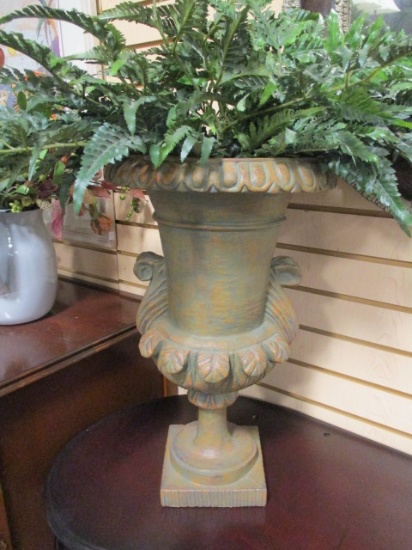 Light Weight Pedestal Urn with Silk Fern Arrangement