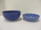 Two Blue Pottery Mixing Bowls