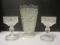 Pressed Glass Pedestal Foot Vase and Pair of Candle Holders