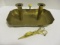 Brass Double Candle Holder with Finger Handle and Pair of Brass Wick Scissors