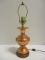 Embossed Copper Lamp with Wood Base