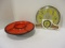 Vintage Red and Black Lazy Susan Divided Serving Trays and Premiat Party Set