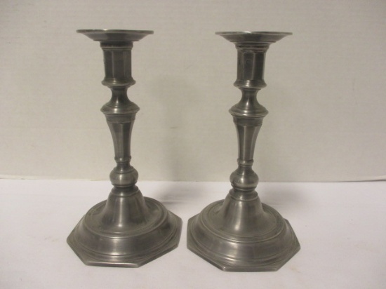 Pair of Pewter Candle Holders