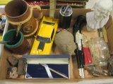Leather Tooled Pencil Holder, USS Vogelgesand Wood Steins, Table Lighter,