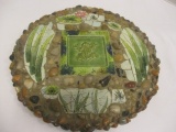 Maxcera Pebble and Mosaic Frog and Lily Pad Stepping Stone Wall Plaque