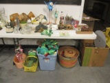 Table Lot of Yard Art and Planters