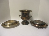 Silverplated Champagne Bucket and Two Covered Serving Dishes