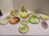 Hand Painted Porcelain Plates, Vase, Bell, etc.