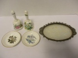 Two Staffordshire Fine Bone China Bells, Two Royal Worchester Coasters and