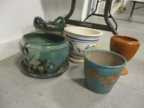 Five Pottery Flower Pots