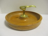 Turned Wood Nut Bowl with Brass Nutcracker