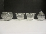 Pair of Gorham Crystal Bowls, Bleikristall Crystal Lidded Pear Sugar Bowl and