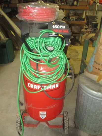 Craftsman 150 PSI 6HP 30 Gallon Air Compressor and New Old Stock Sanborn 50' Hose