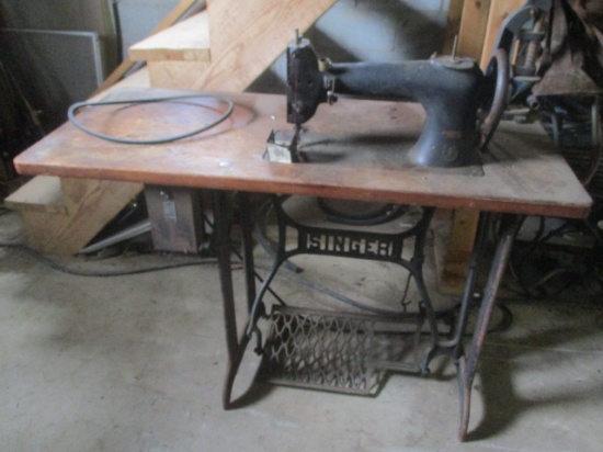 Antique Singer 78-1 Foot Treadle Upholstery Sewing Machine with Singer Electric Motor