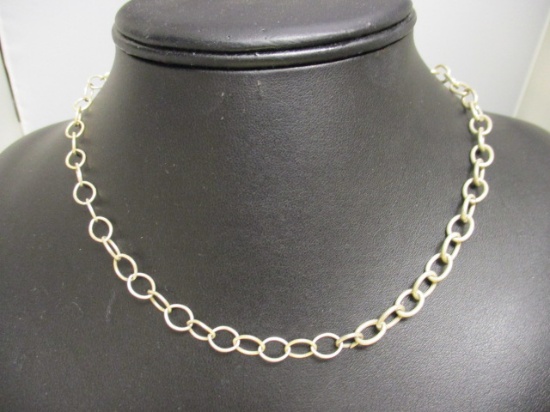 15" Sterling Silver Link Necklace w/ Toggle Clasp