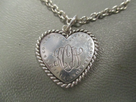 Tiffany & Co. Sterling Silver Heart Pendant on 20" Sterling Chain