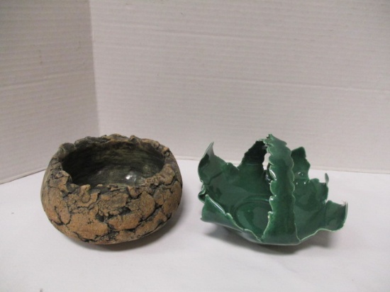 2 Handcrafted Pottery Dishes