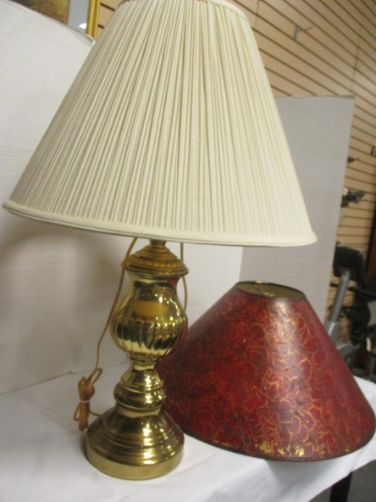 Brass Table Lamp with Two Shades