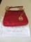 Like New Michael Kors Red Leather Shoulder Clutch with Gold Chain