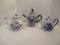 Three Blue and White Teapots