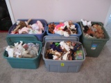 Five Totes FULL of Beanie Babies and TY Plush Animals