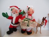 1997 Annalee Dolls Santa, Mrs. Claus and Reindeer