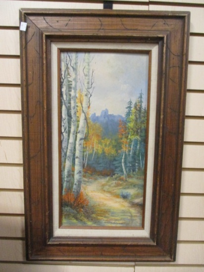 Framed Oil On Canvas "Road To Autumn" By Ethel F. Walker