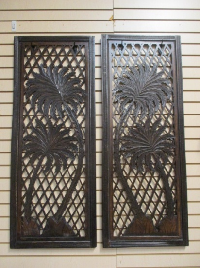 Carved Wood Palm Wall Pieces