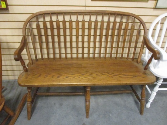 Wooden Spindle-Back Bench