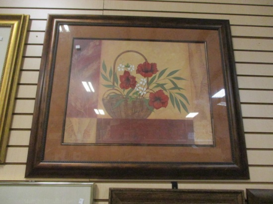 Framed And Matted Floral Arrangement In Basket Print By Jane Carroll