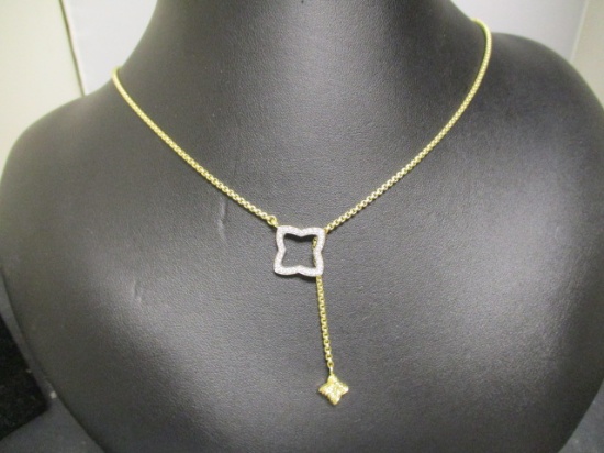 24" 18k Gold David Yurman Y Drop Star Diamond Necklace