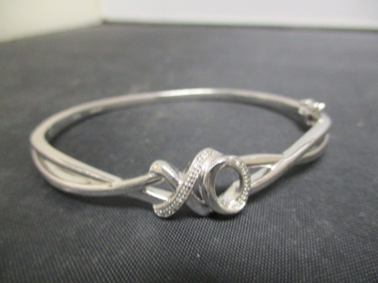 Sterling Silver Bangle Bracelet w/ diamonds