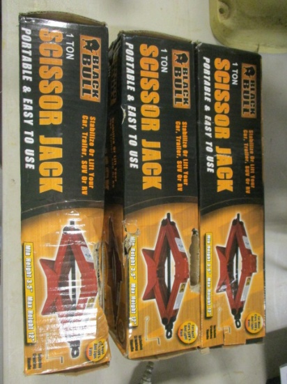 Three New in Box Black Bull 1 Ton Scissor Jacks