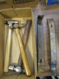 Three Ball Peen Hammers and Two Claw Pry Bars