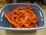 Six Heavy Duty Extension Cords in Tote