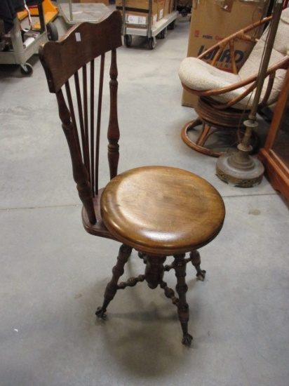 Antique Eastlake Style Swiveling Seat Chair with Ball and Claw Feet