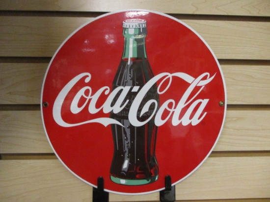 1990 Enamel Button Coca-Cola Sign