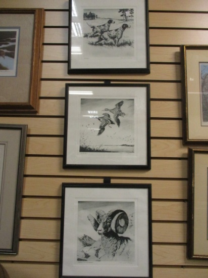 Three Framed and Matted Wildlife Prints by Churchill Ettinger