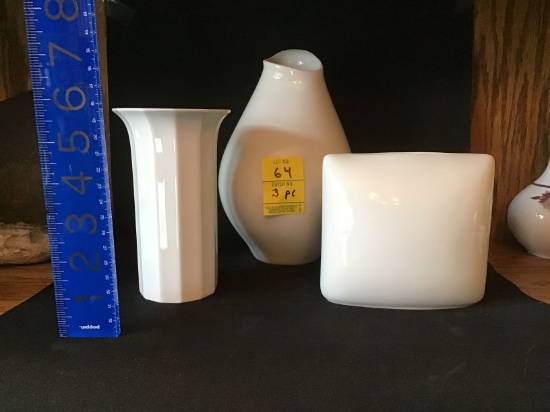 SET OF 3 ROSENTHAL WHITE CONTEMPORARY VASES