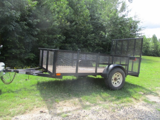 Down 2 Earth 5' x 10' High Side Metal Mesh Single Axel Trailer with Wood  Bed