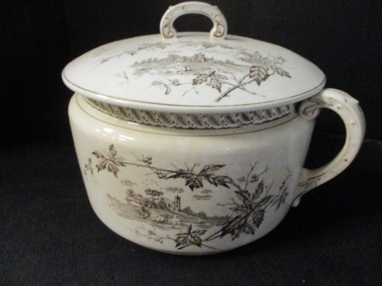 Antique Royal Ironstone China Covered Chamber Pot