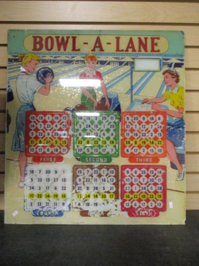 Vintage Pinball Backglass Inlay "Bowl-A-Lane"