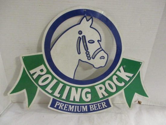 1988 Cut-Out Rolling Rock Logo Metal Sign