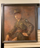 Impressive Large Original Oil Painting Portrait of American Officer in WWII
