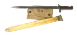 US WWI M1905 Bayonet, SA 1918 & Rawhide Covered Scabbard AND Khaki 1918 Web Pouch