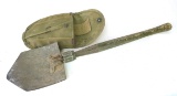 Original US WWII AMES 1945 Folding Shovel with Dave Mfg. Co. Cover