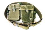 Pair of Early Vietnam Era US Army/USMC M1956 Canvas Ammo Magazine Pouches and Web Belt