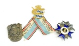 Imperial Bavarian Merit Cross 1866 Merenti Swords, Veterans Ribbon, and Einig Und Treu Pin